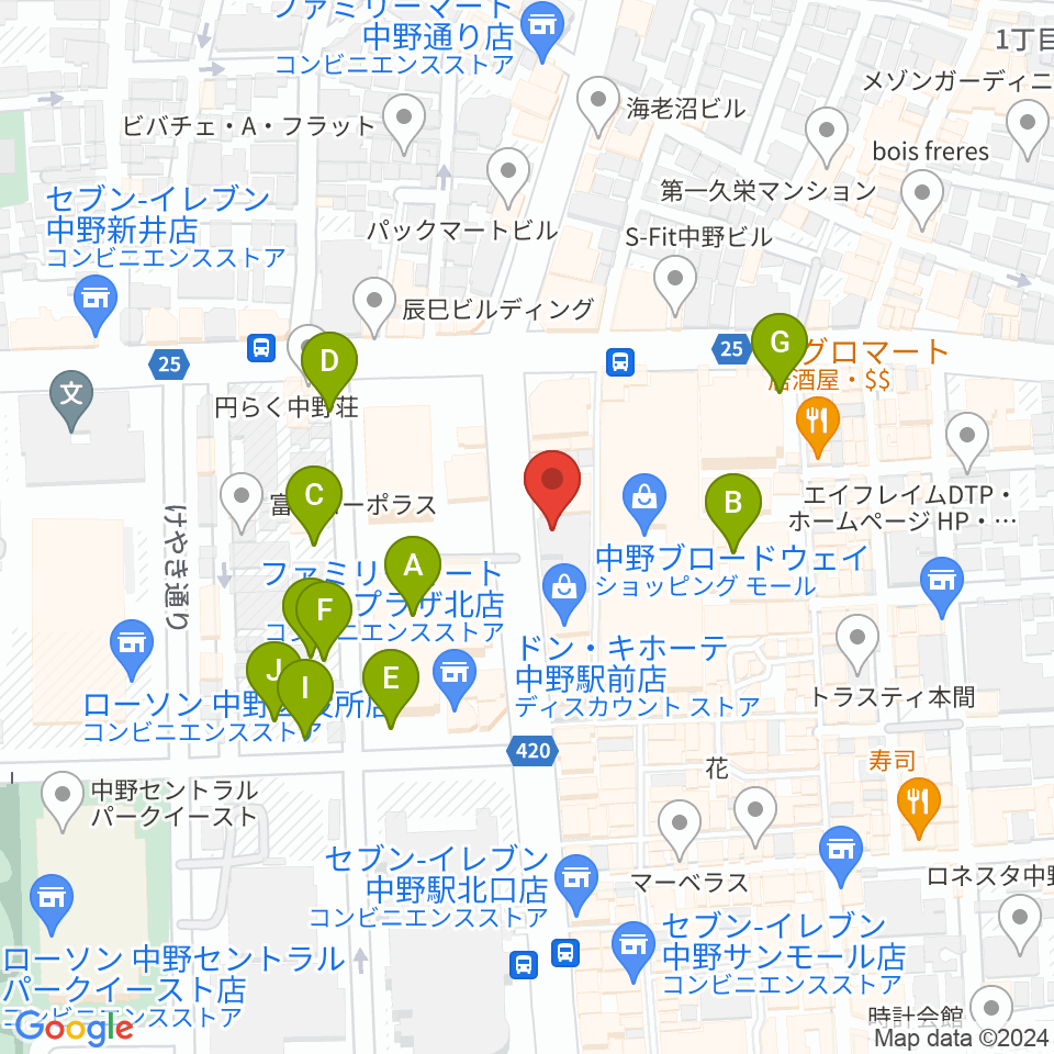 なかの芸能小劇場周辺の駐車場・コインパーキング一覧地図