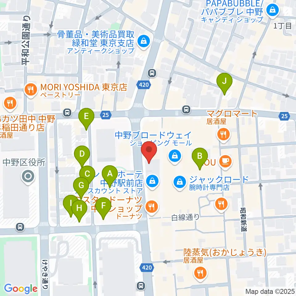 なかの芸能小劇場周辺の駐車場・コインパーキング一覧地図