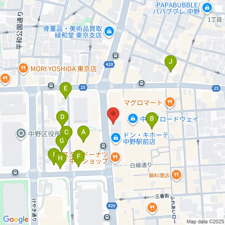 なかの芸能小劇場周辺の駐車場・コインパーキング一覧地図