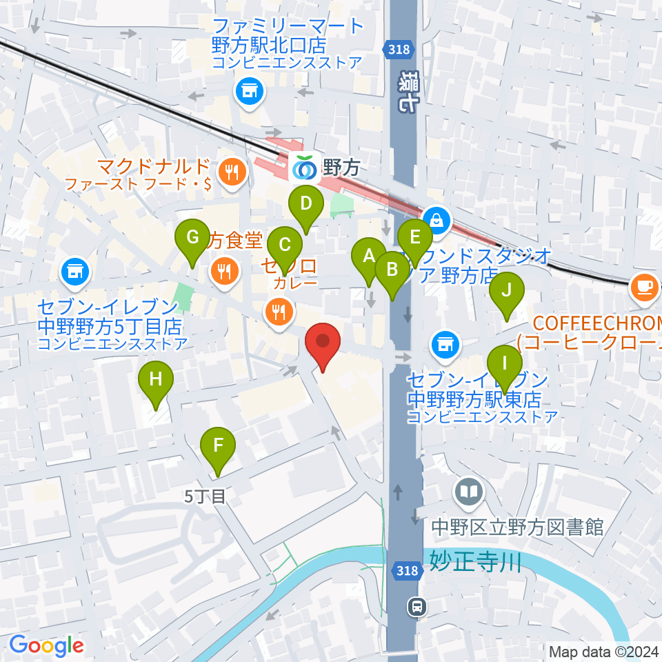 野方区民ホール周辺の駐車場・コインパーキング一覧地図