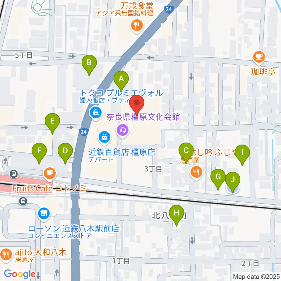 奈良県橿原文化会館周辺の駐車場・コインパーキング一覧地図