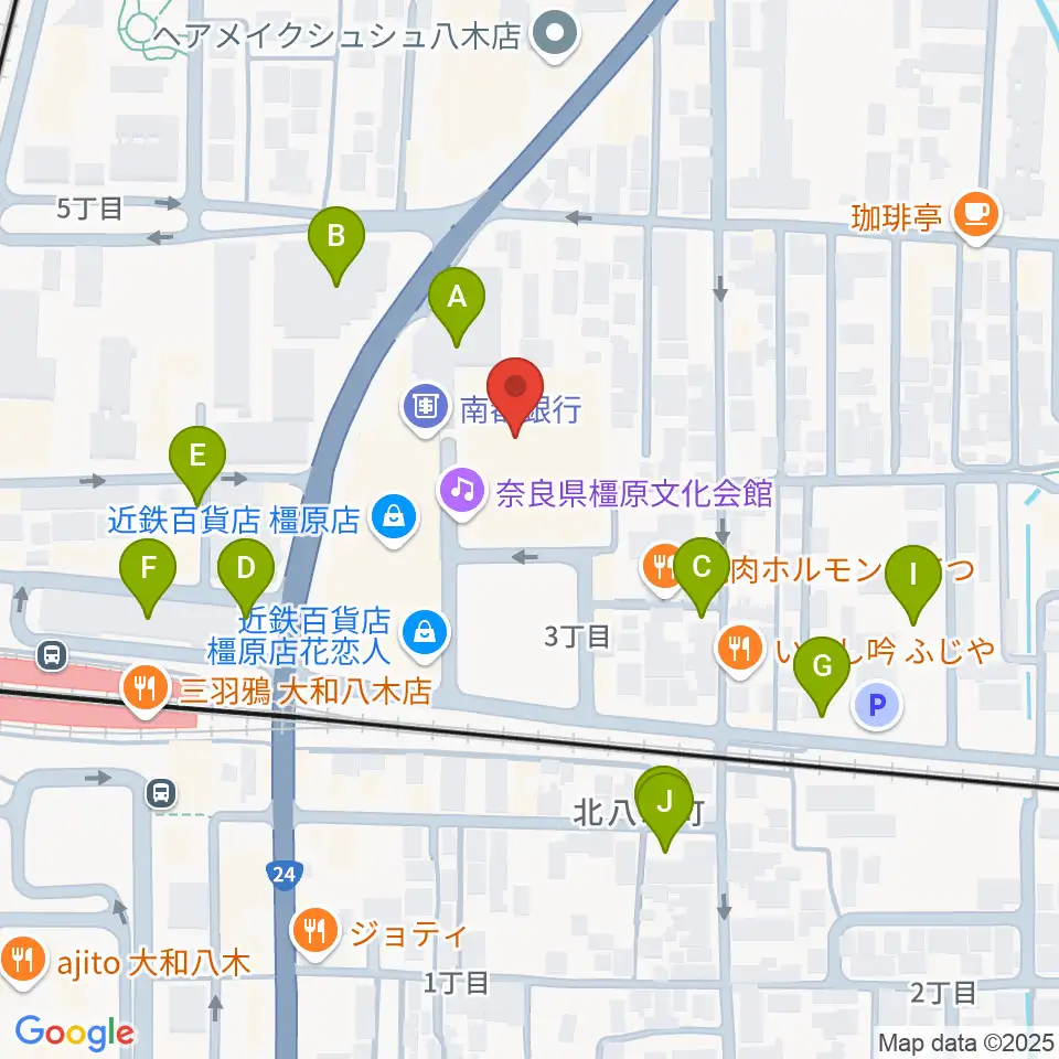 奈良県橿原文化会館周辺の駐車場・コインパーキング一覧地図