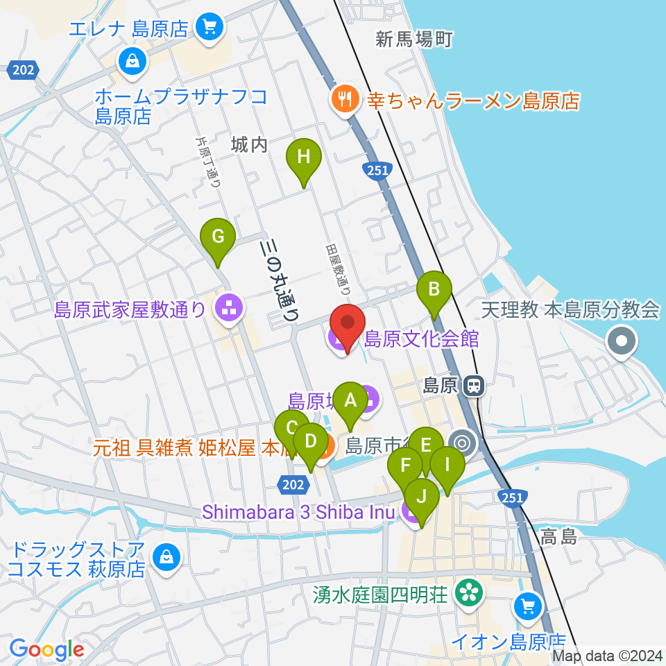 島原文化会館周辺の駐車場・コインパーキング一覧地図