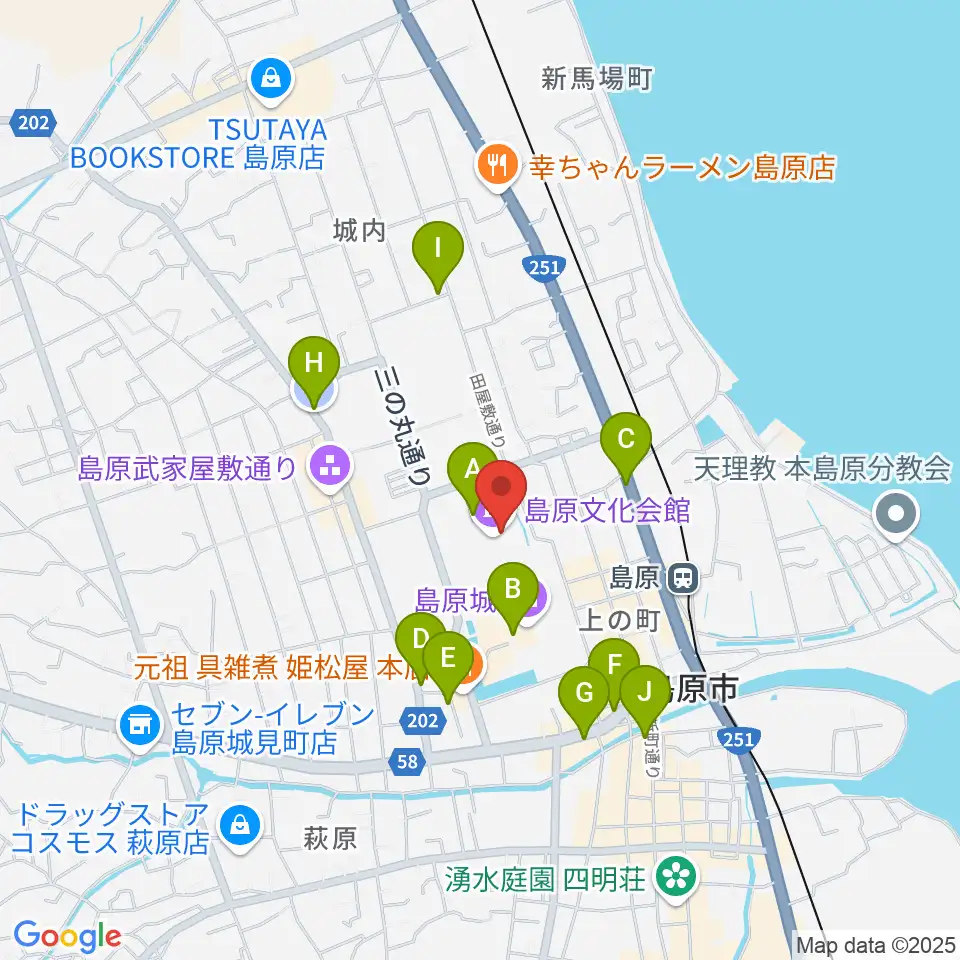 島原文化会館周辺の駐車場・コインパーキング一覧地図