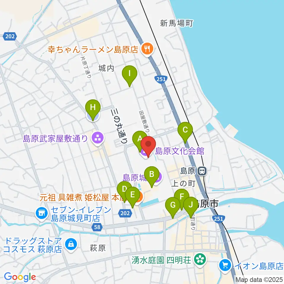 島原文化会館周辺の駐車場・コインパーキング一覧地図