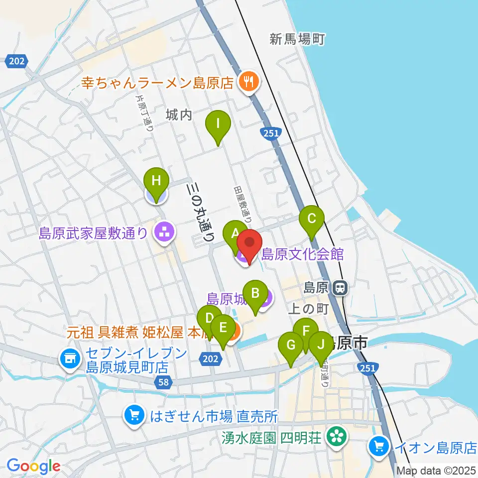 島原文化会館周辺の駐車場・コインパーキング一覧地図