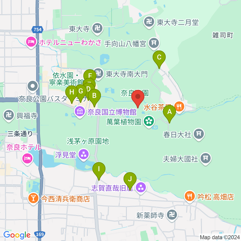 奈良春日野国際フォーラム 甍～I・RA・KA～周辺の駐車場・コインパーキング一覧地図