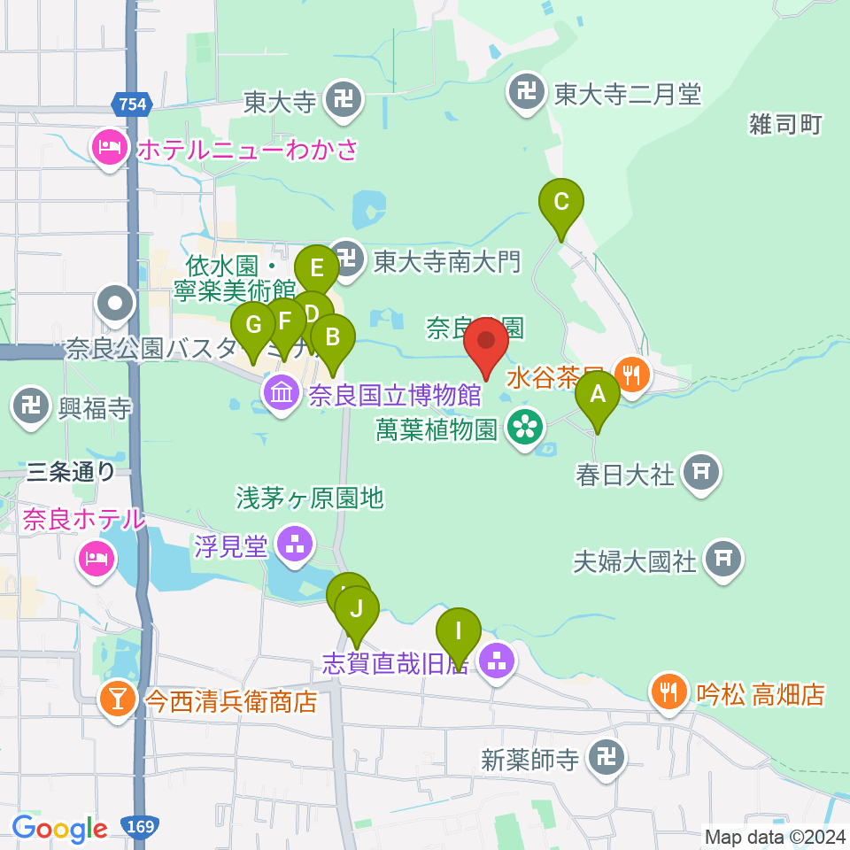 奈良春日野国際フォーラム 甍～I・RA・KA～周辺の駐車場・コインパーキング一覧地図