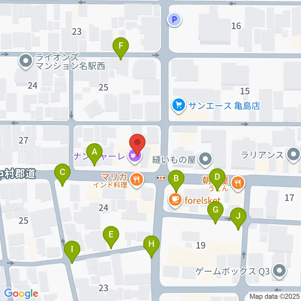 ナンジャーレ周辺の駐車場・コインパーキング一覧地図