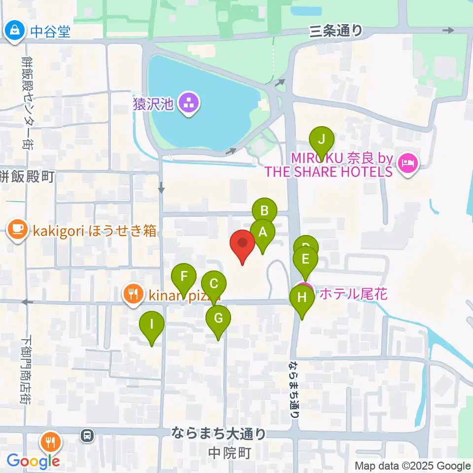 奈良市ならまちセンター周辺の駐車場・コインパーキング一覧地図
