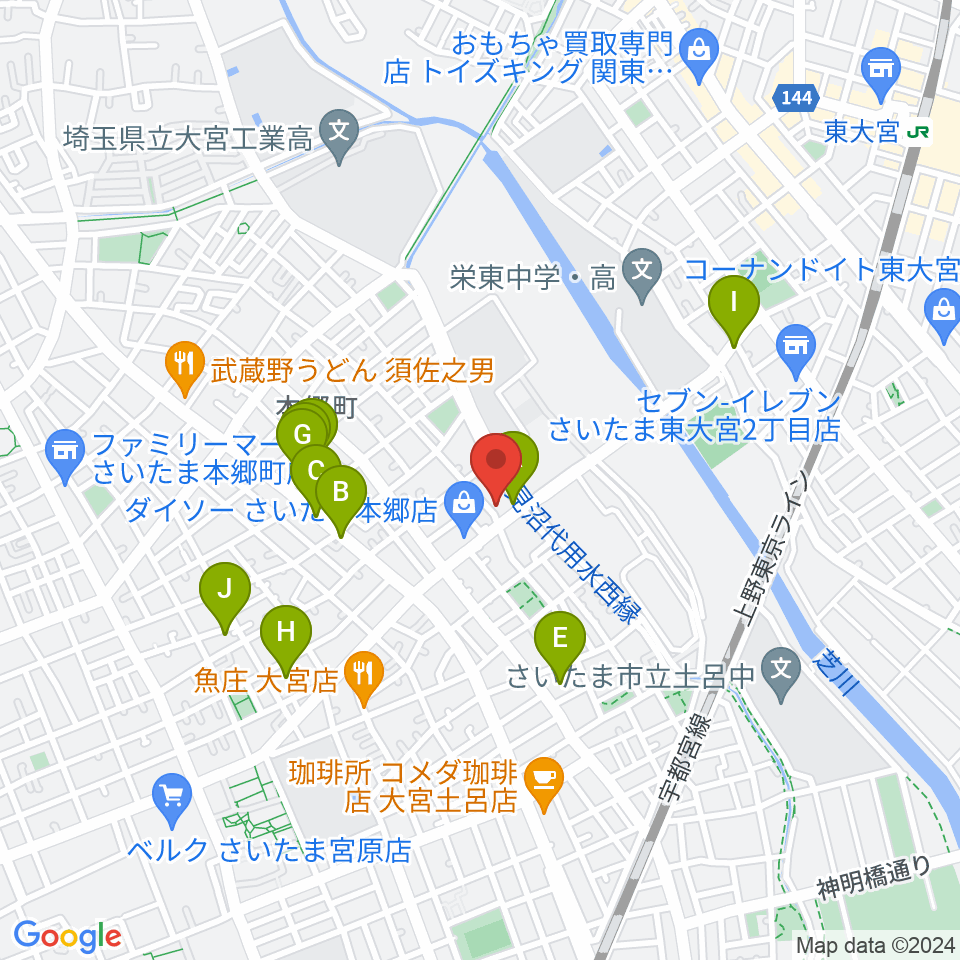 音楽スタジオアリア周辺の駐車場・コインパーキング一覧地図