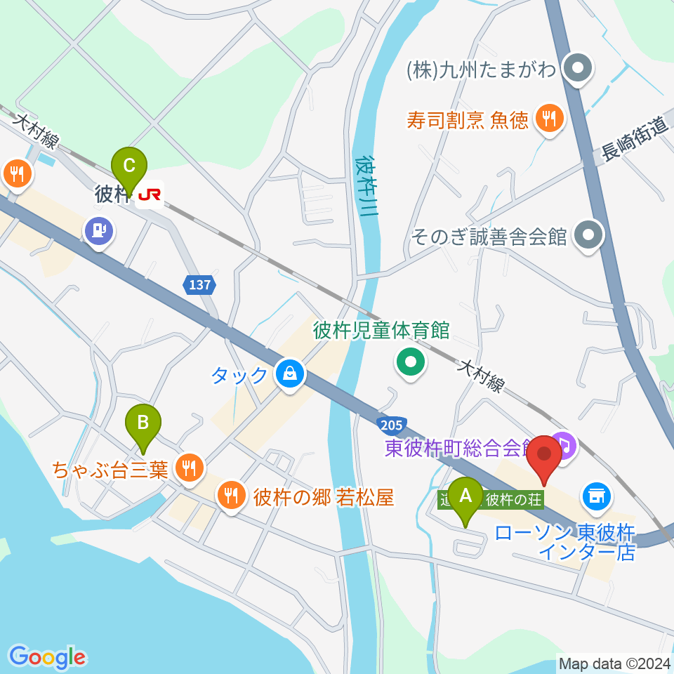 東彼杵町総合会館文化ホール周辺の駐車場・コインパーキング一覧地図