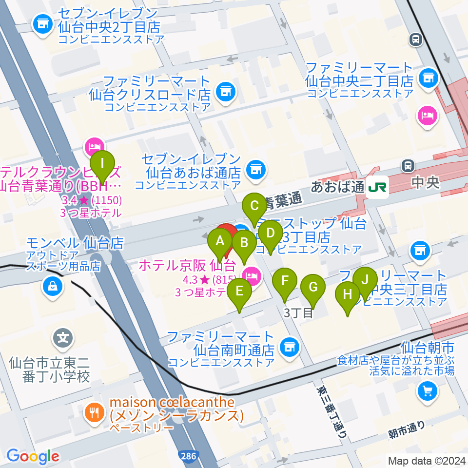 シアーミュージック仙台校周辺の駐車場・コインパーキング一覧地図