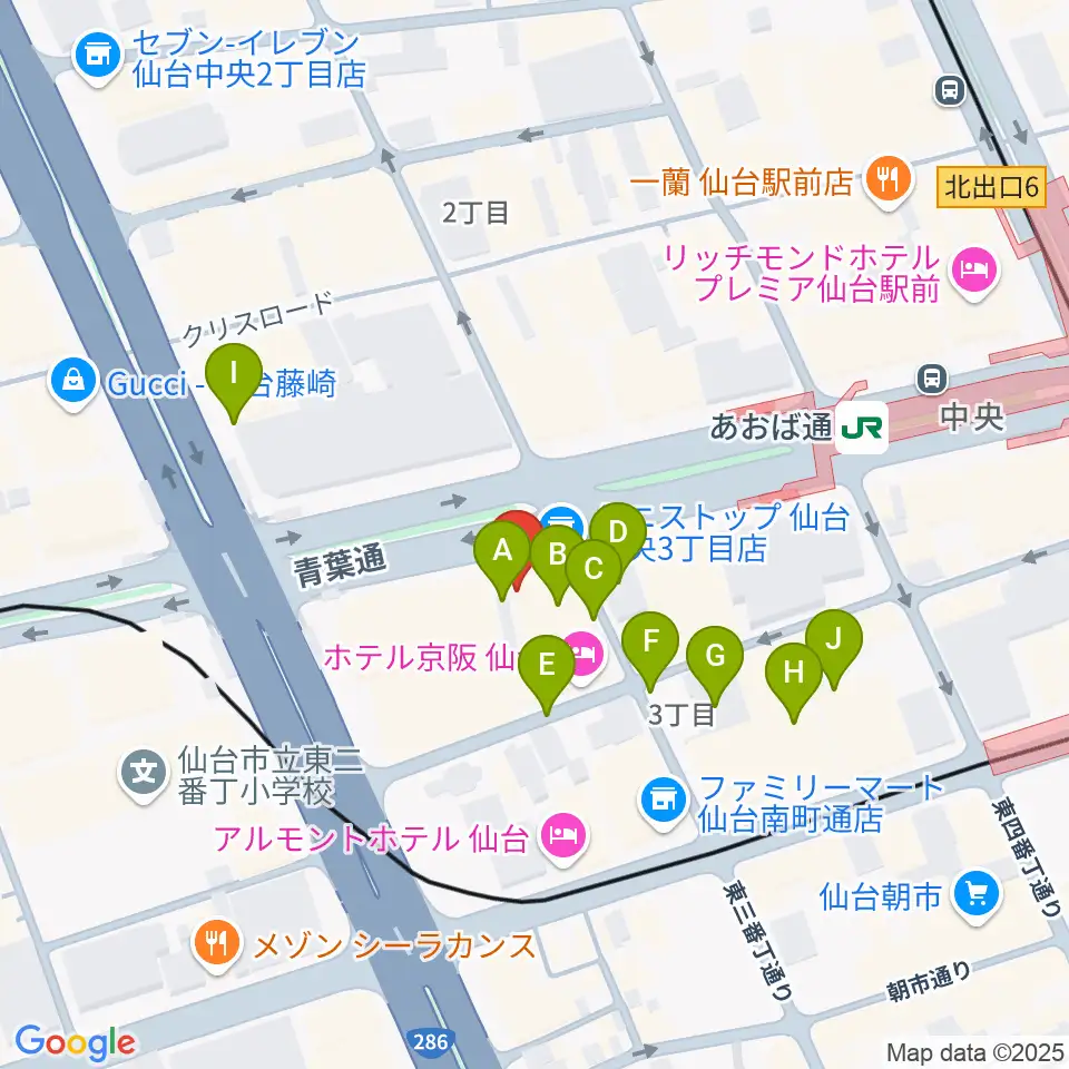 シアーミュージック仙台校周辺の駐車場・コインパーキング一覧地図