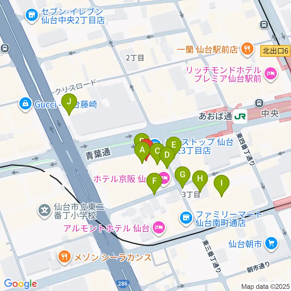 シアーミュージック仙台校周辺の駐車場・コインパーキング一覧地図