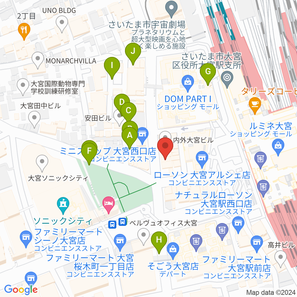 シアーミュージック大宮校周辺の駐車場・コインパーキング一覧地図