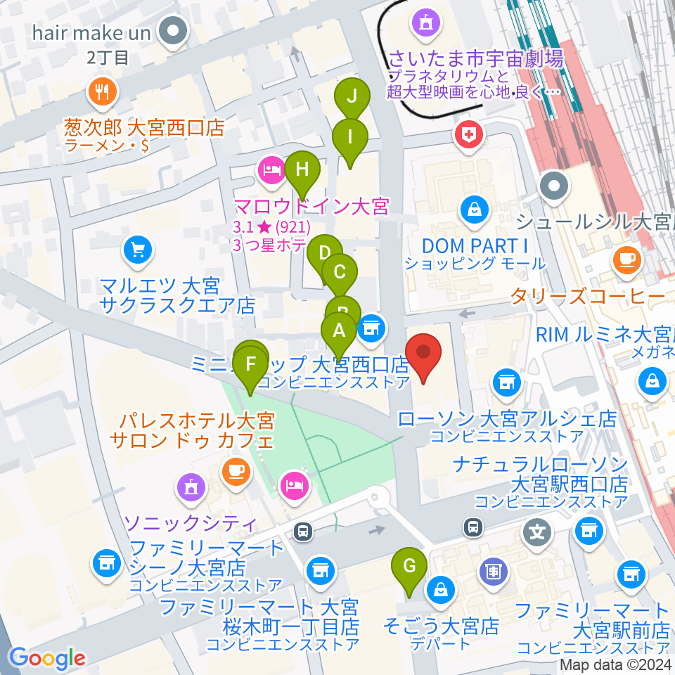 シアーミュージック大宮校周辺の駐車場・コインパーキング一覧地図