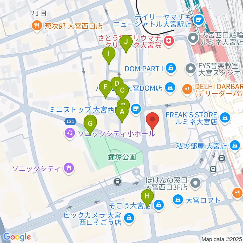 シアーミュージック大宮校周辺の駐車場・コインパーキング一覧地図