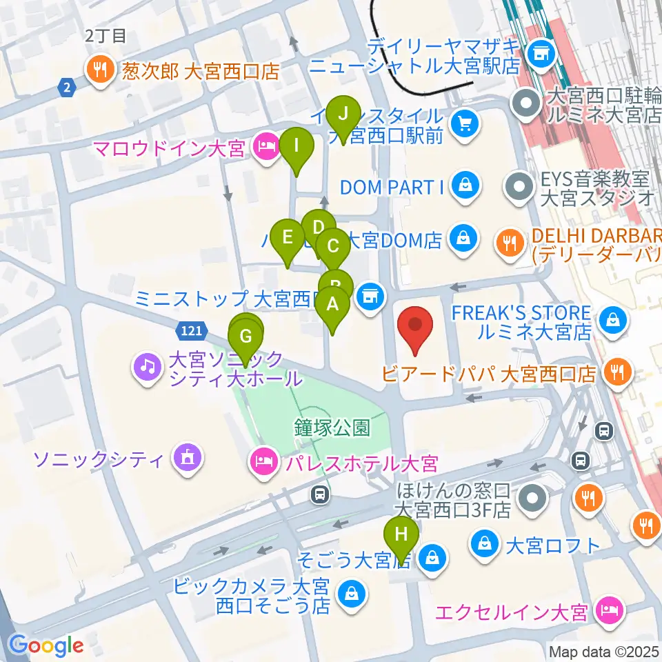 シアーミュージック大宮校周辺の駐車場・コインパーキング一覧地図