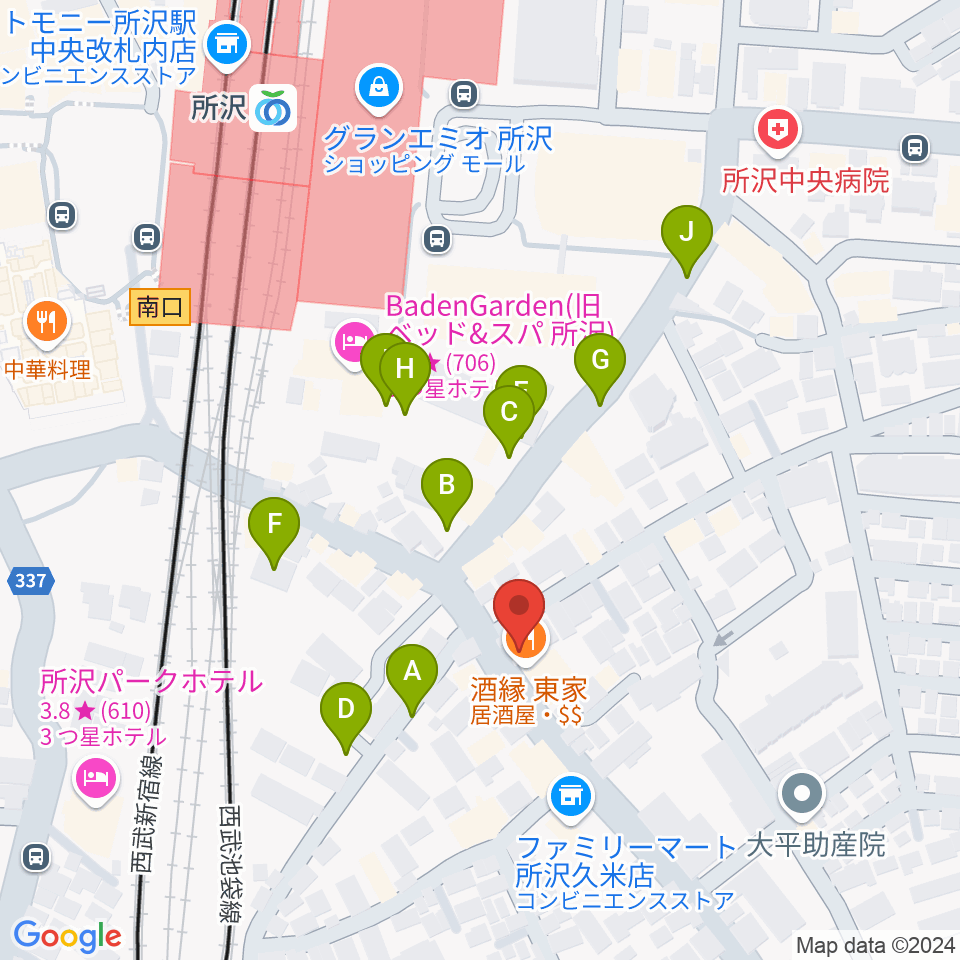 シアーミュージック 所沢校周辺の駐車場・コインパーキング一覧地図