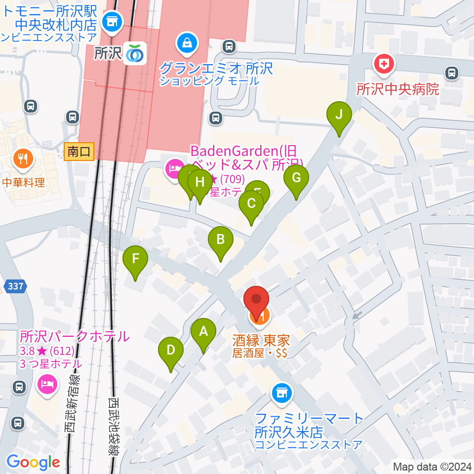 シアーミュージック 所沢校周辺の駐車場・コインパーキング一覧地図