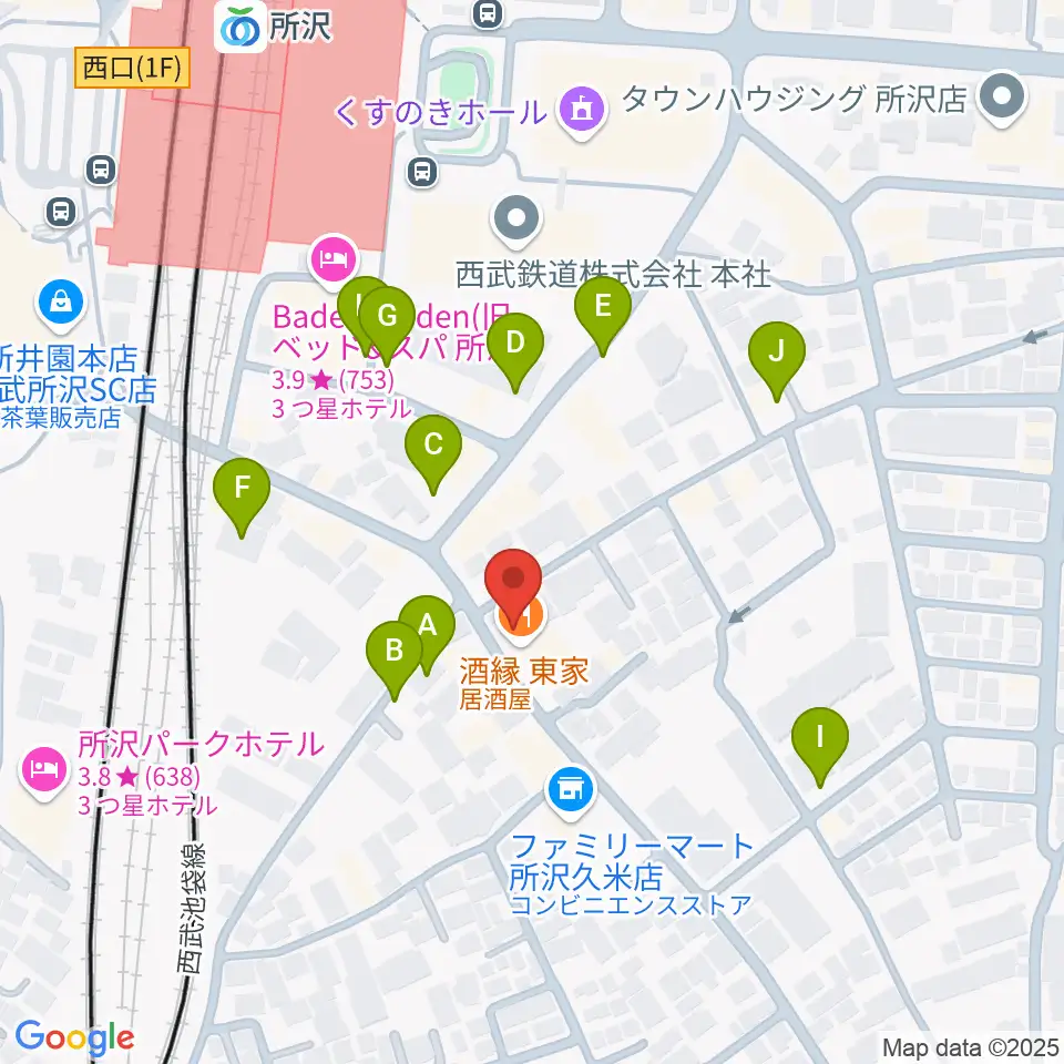 シアーミュージック 所沢校周辺の駐車場・コインパーキング一覧地図