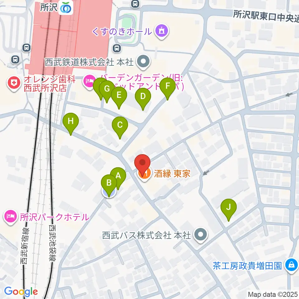 シアーミュージック 所沢校周辺の駐車場・コインパーキング一覧地図