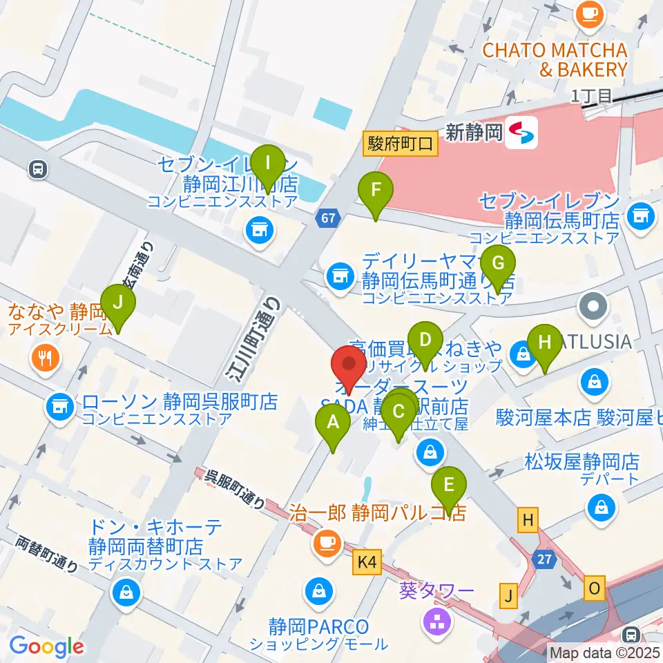 シアーミュージック 静岡校周辺の駐車場・コインパーキング一覧地図