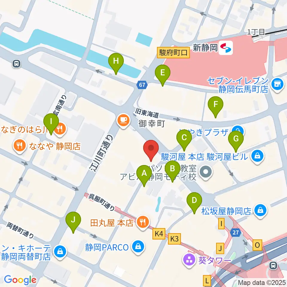 シアーミュージック 静岡校周辺の駐車場・コインパーキング一覧地図