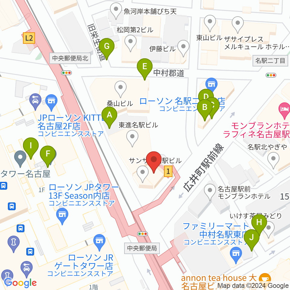 シアーミュージック名駅校周辺の駐車場・コインパーキング一覧地図