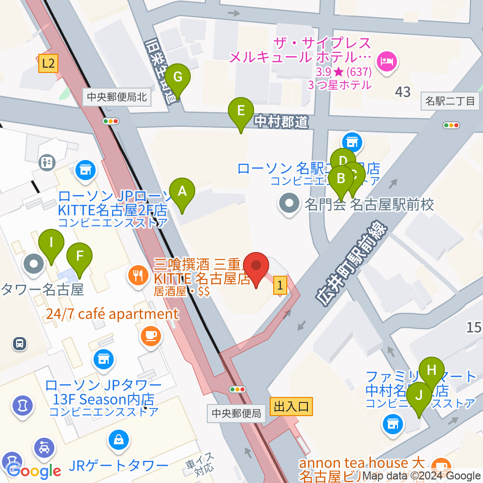 シアーミュージック名駅校周辺の駐車場・コインパーキング一覧地図