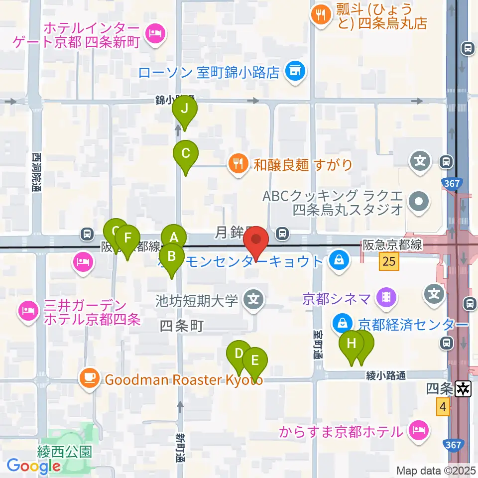 シアーミュージック京都校周辺の駐車場・コインパーキング一覧地図