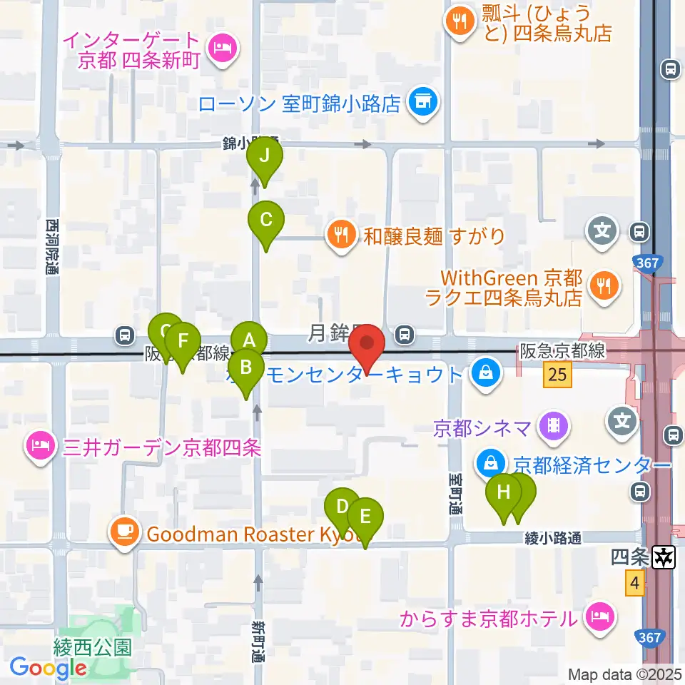 シアーミュージック京都校周辺の駐車場・コインパーキング一覧地図