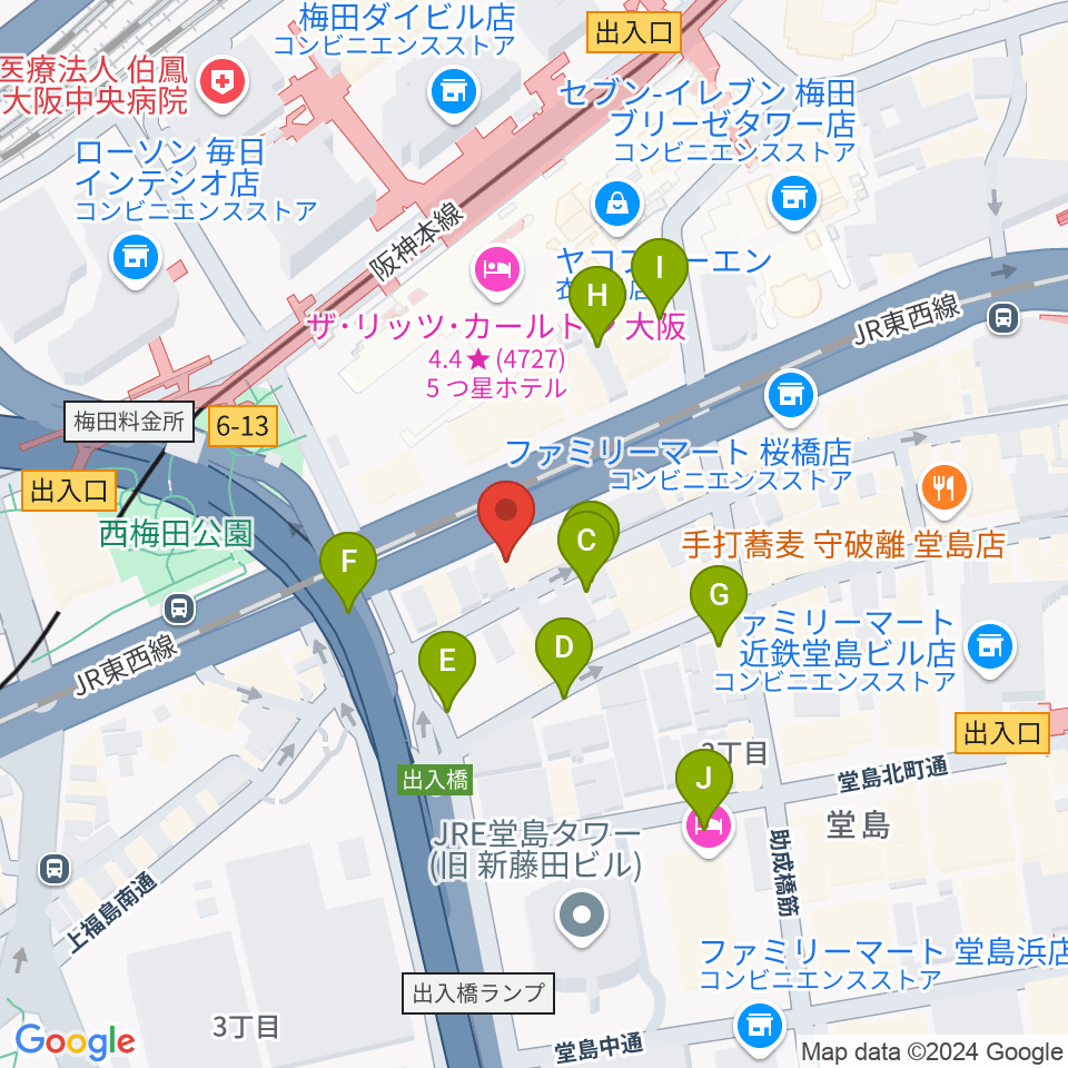 シアーミュージック 大阪校周辺の駐車場・コインパーキング一覧地図