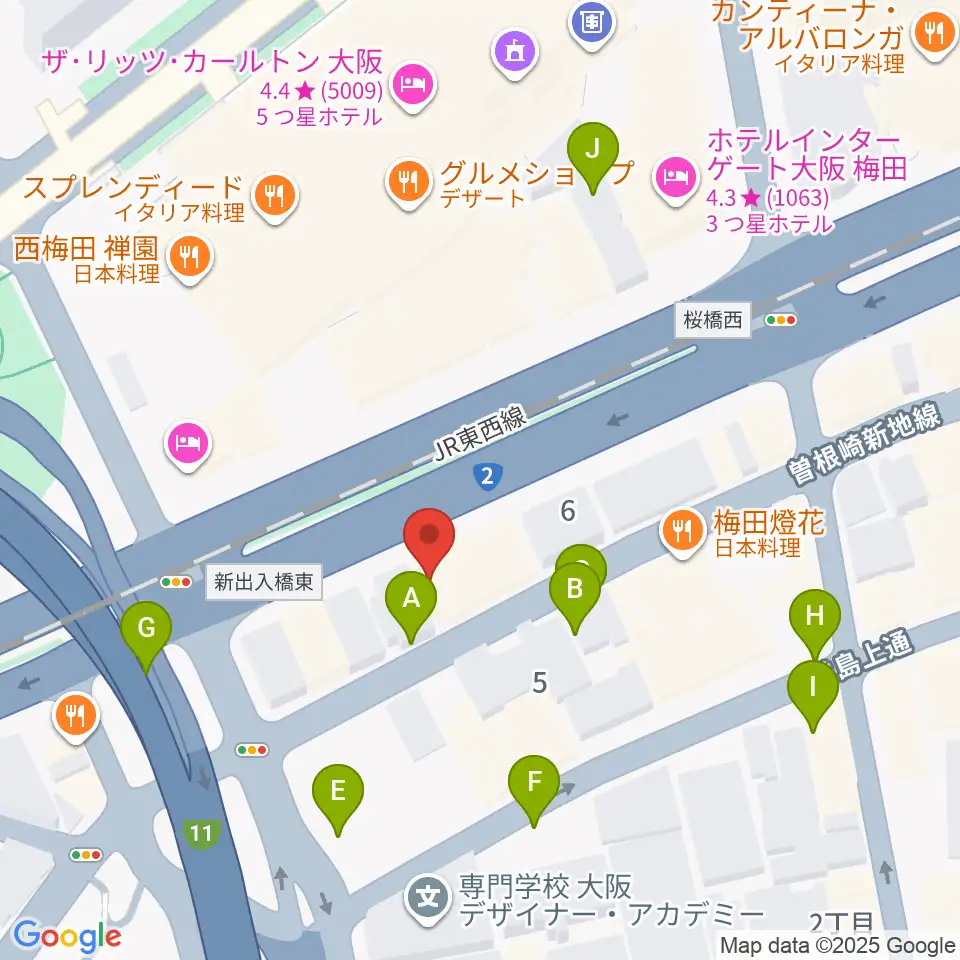 シアーミュージック 大阪校周辺の駐車場・コインパーキング一覧地図