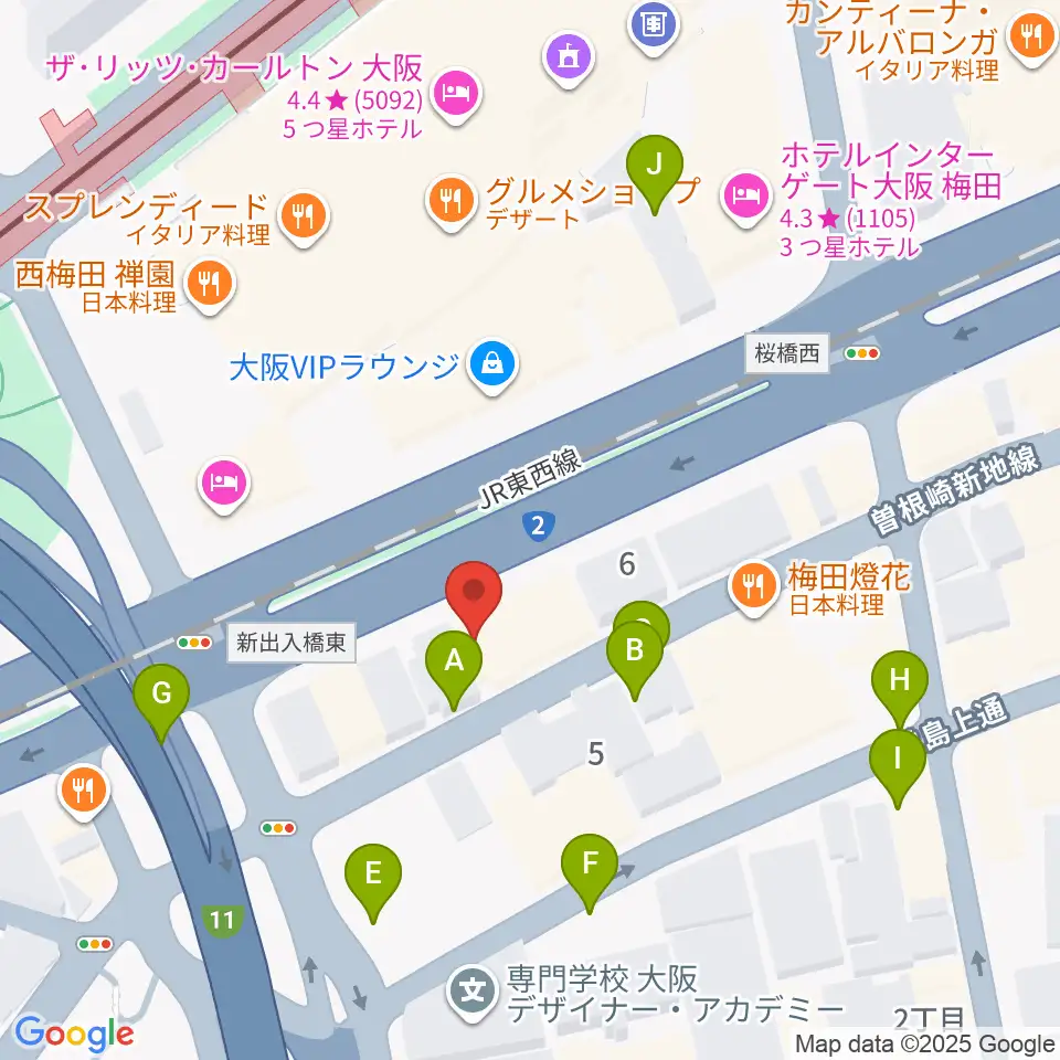 シアーミュージック 大阪校周辺の駐車場・コインパーキング一覧地図