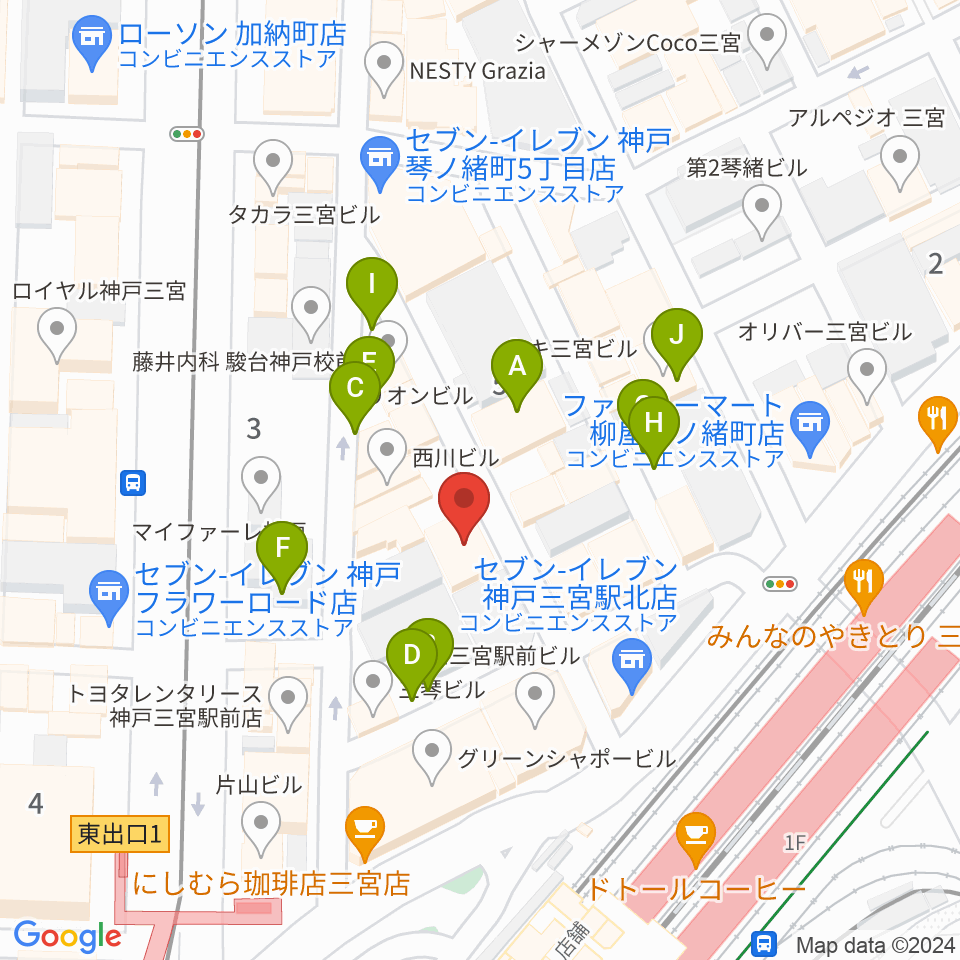 シアーミュージック 三宮校周辺の駐車場・コインパーキング一覧地図