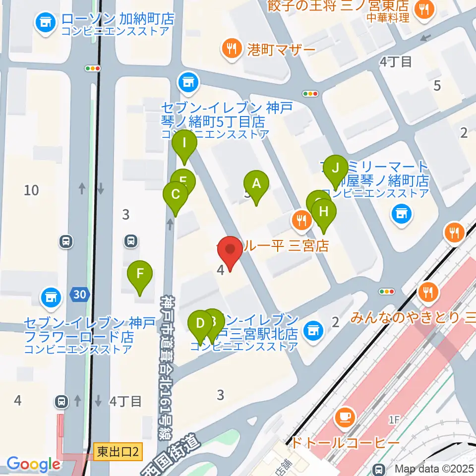 シアーミュージック 三宮校周辺の駐車場・コインパーキング一覧地図
