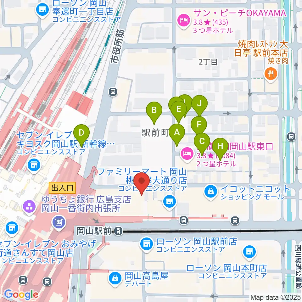 シアーミュージック 岡山校周辺の駐車場・コインパーキング一覧地図