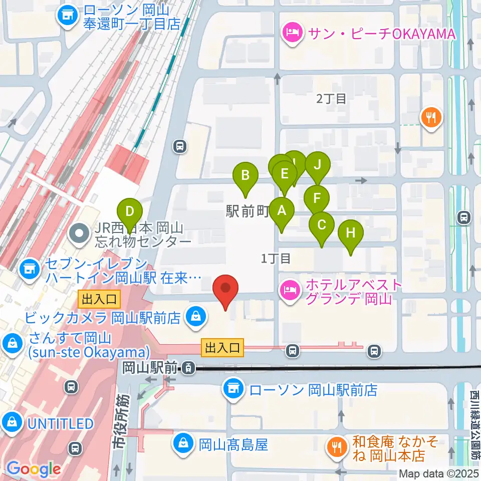 シアーミュージック 岡山校周辺の駐車場・コインパーキング一覧地図