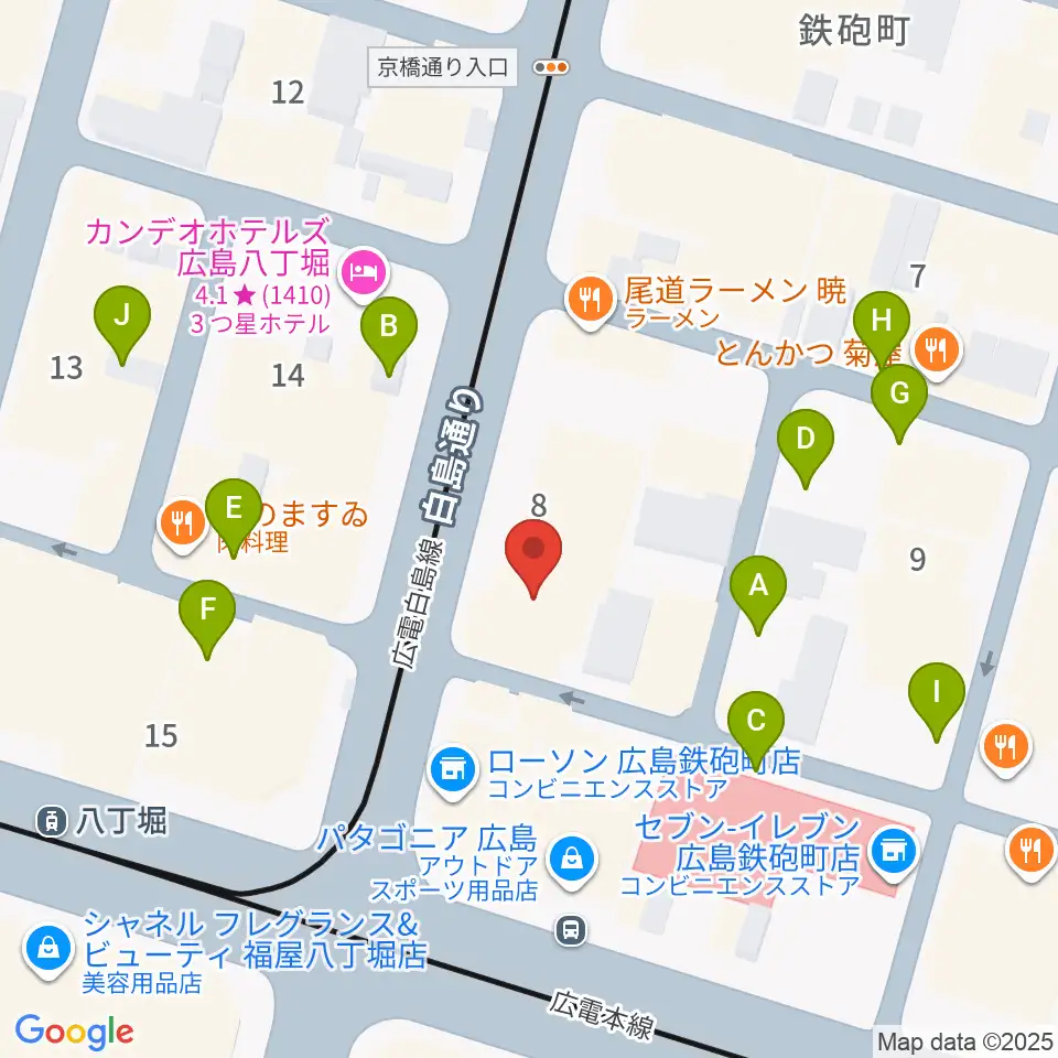 シアーミュージック 広島校周辺の駐車場・コインパーキング一覧地図