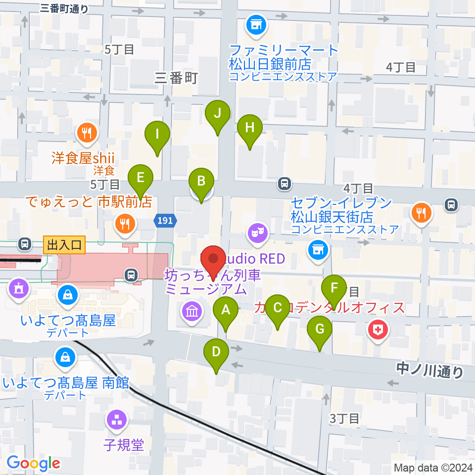 シアーミュージック 松山校周辺の駐車場・コインパーキング一覧地図