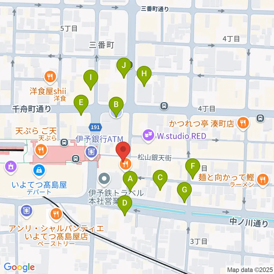 シアーミュージック 松山校周辺の駐車場・コインパーキング一覧地図