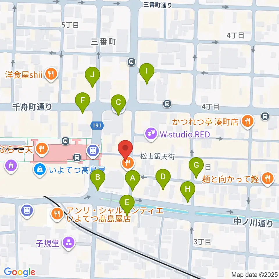 シアーミュージック 松山校周辺の駐車場・コインパーキング一覧地図