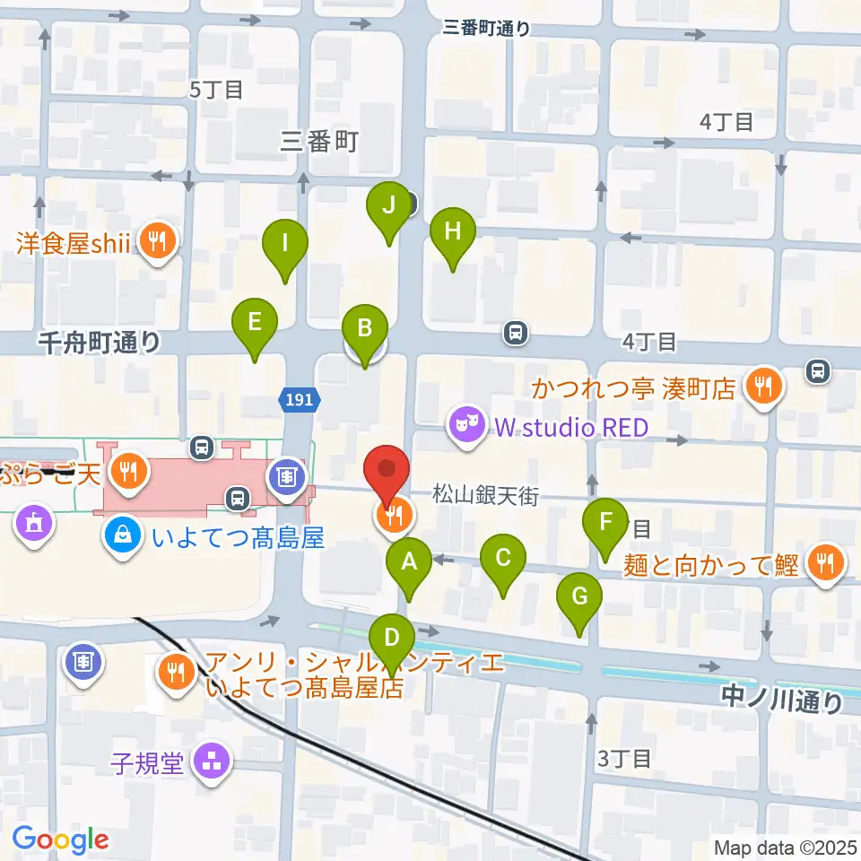 シアーミュージック 松山校周辺の駐車場・コインパーキング一覧地図