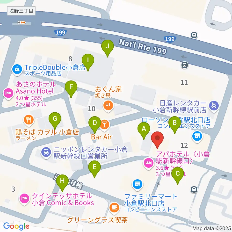 シアーミュージック 小倉校周辺の駐車場・コインパーキング一覧地図