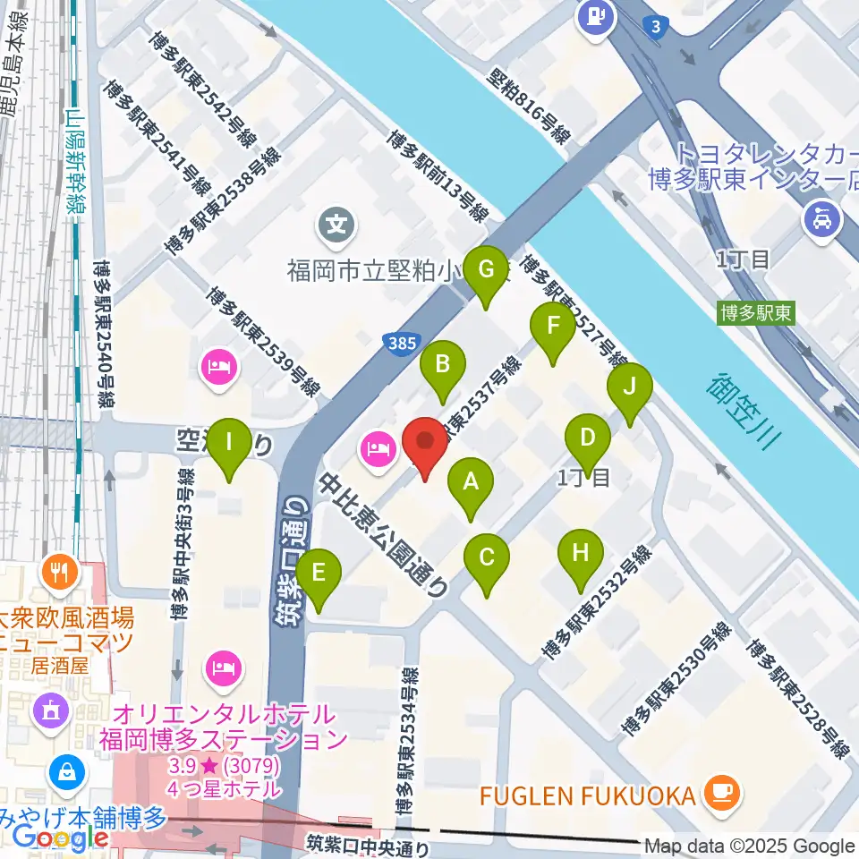 シアーミュージック 博多校周辺の駐車場・コインパーキング一覧地図