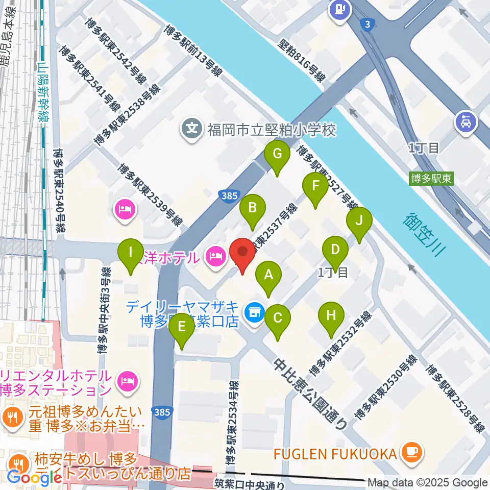 シアーミュージック 博多校周辺の駐車場・コインパーキング一覧地図