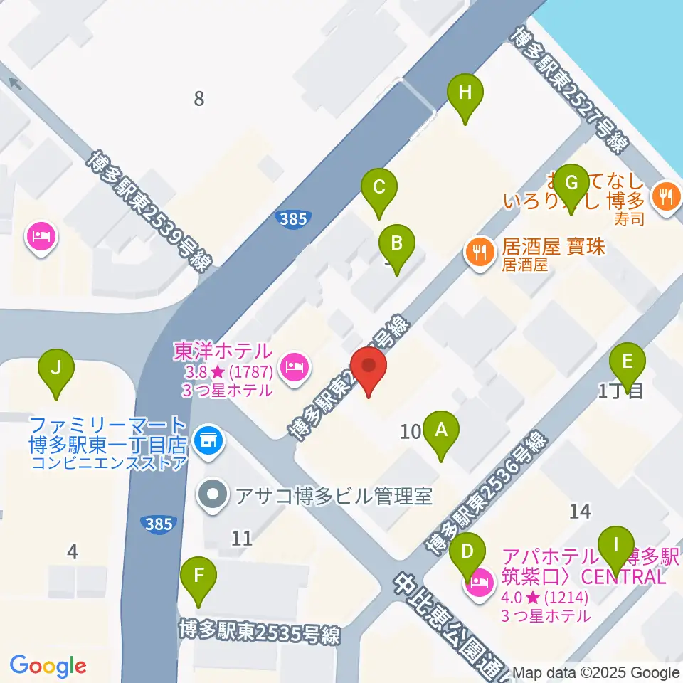 シアーミュージック 博多校周辺の駐車場・コインパーキング一覧地図