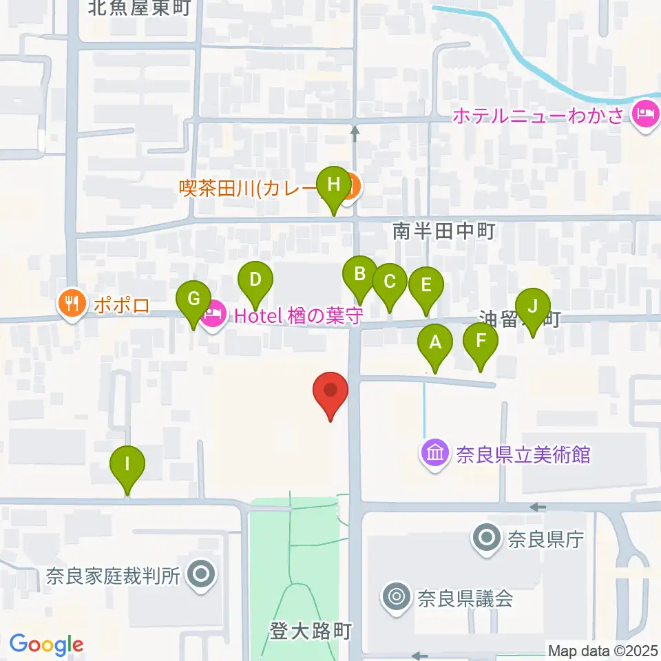 奈良県文化会館周辺の駐車場・コインパーキング一覧地図